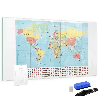 Magnetisk rittavla med motiv av en geografisk världskarta