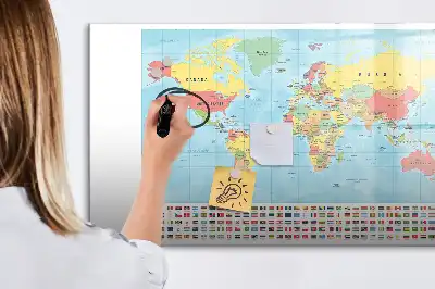 Magnetisk rittavla med motiv av en geografisk världskarta
