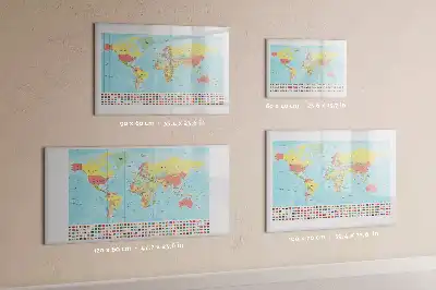Magnetisk rittavla med motiv av en geografisk världskarta