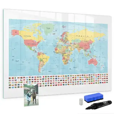 Magnetisk rittavla med motiv av en geografisk världskarta