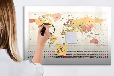 Magnetisk världskarta tavla med penna