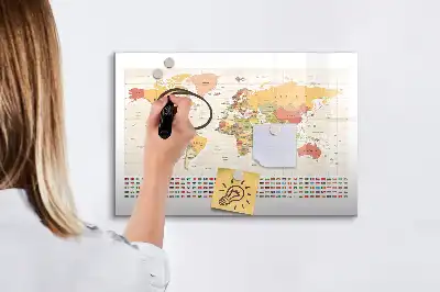 Magnetisk världskarta tavla med penna