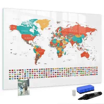 Färgglad världskarta magnetisk tavla med penna