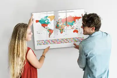 Färgglad världskarta magnetisk tavla med penna