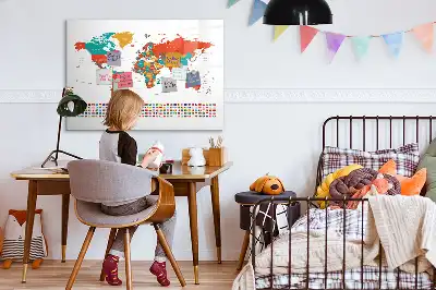 Färgglad världskarta magnetisk tavla med penna