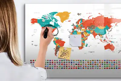 Färgglad världskarta magnetisk tavla med penna
