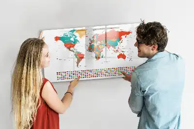Färgglad världskarta magnetisk tavla med penna
