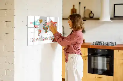 Färgglad världskarta magnetisk tavla med penna
