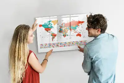 Färgglad världskarta magnetisk tavla med penna