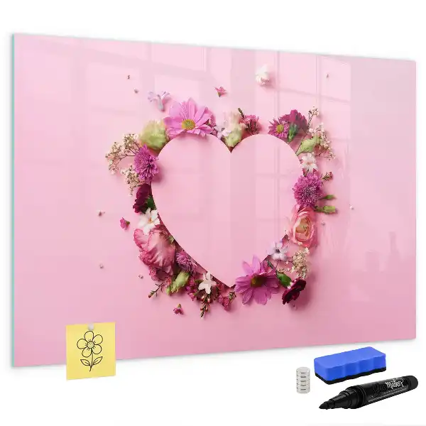 Magnetisk tavla med penna hjärtmotiv med blommor
