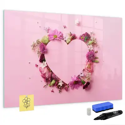 Magnetisk tavla med penna hjärtmotiv med blommor