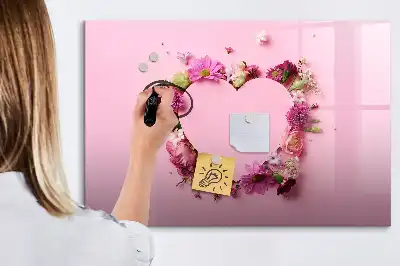 Magnetisk tavla med penna hjärtmotiv med blommor
