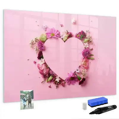 Magnetisk tavla med penna hjärtmotiv med blommor