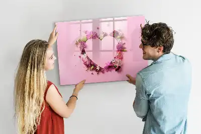 Magnetisk tavla med penna hjärtmotiv med blommor