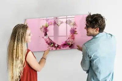 Magnetisk tavla med penna hjärtmotiv med blommor