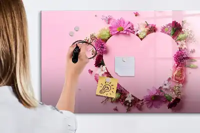 Magnetisk tavla med penna hjärtmotiv med blommor