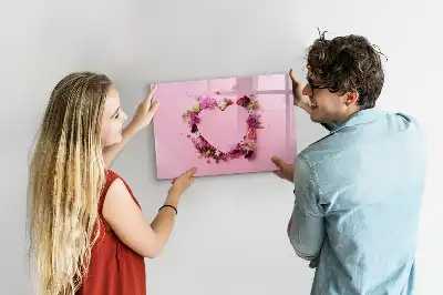 Magnetisk tavla med penna hjärtmotiv med blommor