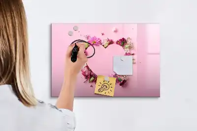 Magnetisk tavla med penna hjärtmotiv med blommor