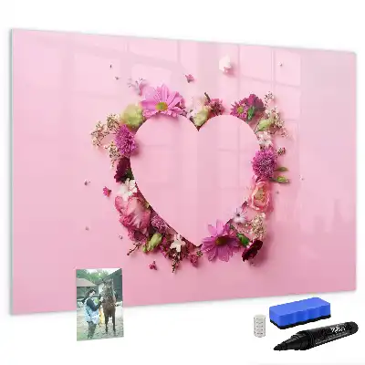 Magnetisk tavla med penna hjärtmotiv med blommor