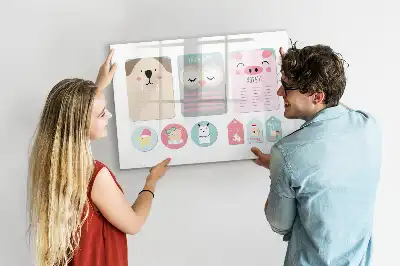 Magnetisk skrivtavla med penna motiv med glada djur