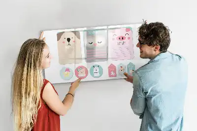 Magnetisk skrivtavla med penna motiv med glada djur