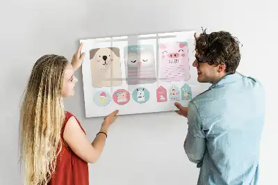Magnetisk skrivtavla med penna motiv med glada djur