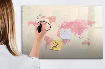 Magnetisk tavla med akvarellvärldskarta och penna