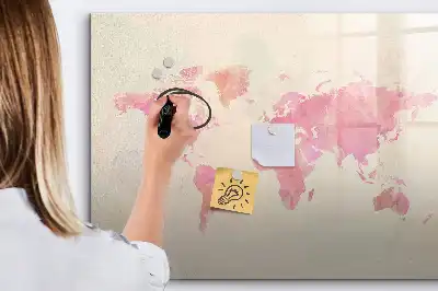 Magnetisk tavla med akvarellvärldskarta och penna