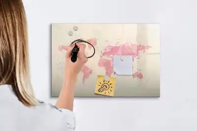 Magnetisk tavla med akvarellvärldskarta och penna