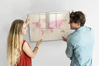 Magnetisk tavla med akvarellvärldskarta och penna