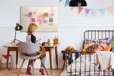 Magnetisk tavla med akvarellvärldskarta och penna