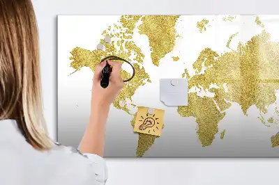 Magnetisk rittavla med motiv av gyllene världskarta