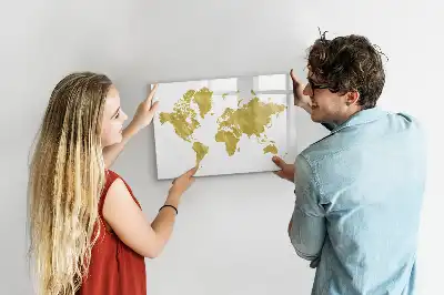 Magnetisk rittavla med motiv av gyllene världskarta