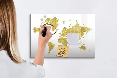 Magnetisk rittavla med motiv av gyllene världskarta