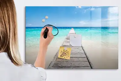 Magnetisk tavla med penna motiv med tropisk ö
