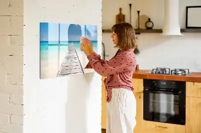 Magnetisk tavla med penna motiv med tropisk ö