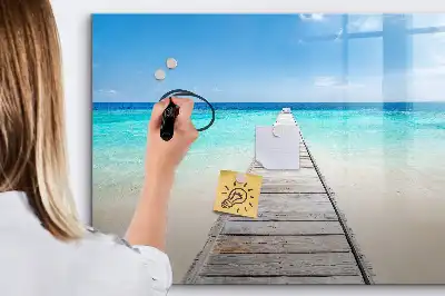 Magnetisk tavla med penna motiv med tropisk ö