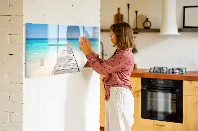 Magnetisk tavla med penna motiv med tropisk ö