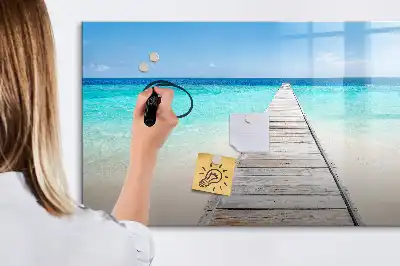 Magnetisk tavla med penna motiv med tropisk ö