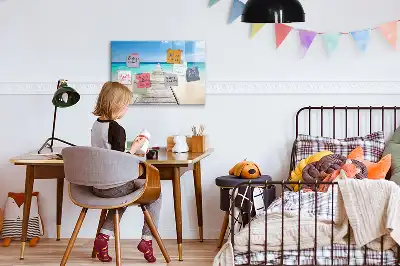 Magnetisk tavla med penna motiv med tropisk ö