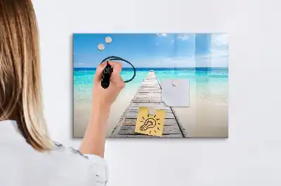 Magnetisk tavla med penna motiv med tropisk ö