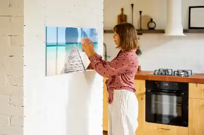 Magnetisk tavla med penna motiv med tropisk ö