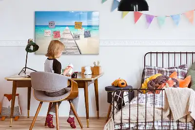 Magnetisk tavla med penna motiv med tropisk ö
