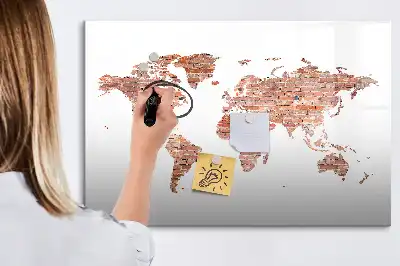 Magnetisk tavla med penna motiv av gammal karta på tegel