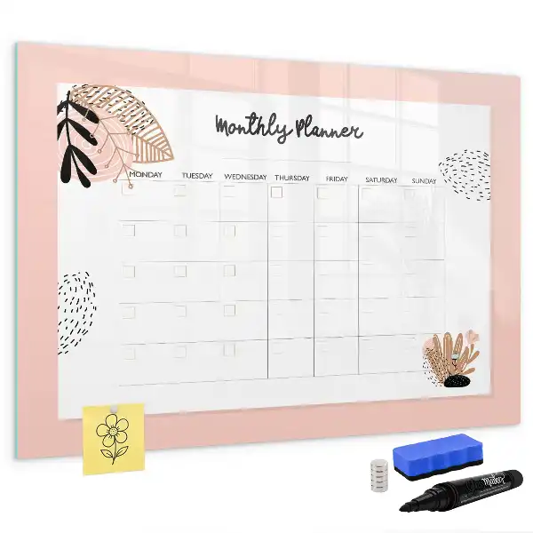 Magnetisk planerare med blommor och penna