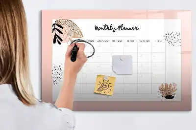Magnetisk planerare med blommor och penna
