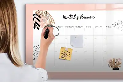 Magnetisk planerare med blommor och penna