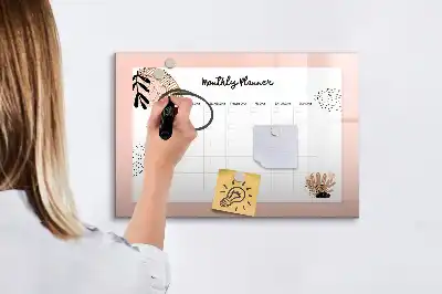Magnetisk planerare med blommor och penna