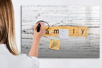 Magnetisk tavla med penna familjemotiv