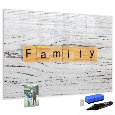 Magnetisk tavla med penna familjemotiv